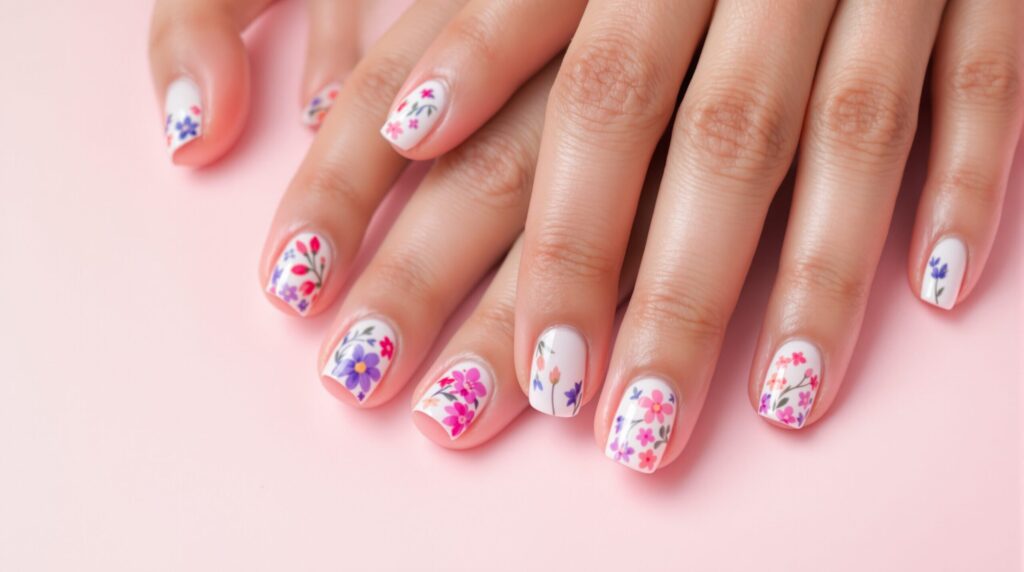 uñas con flores